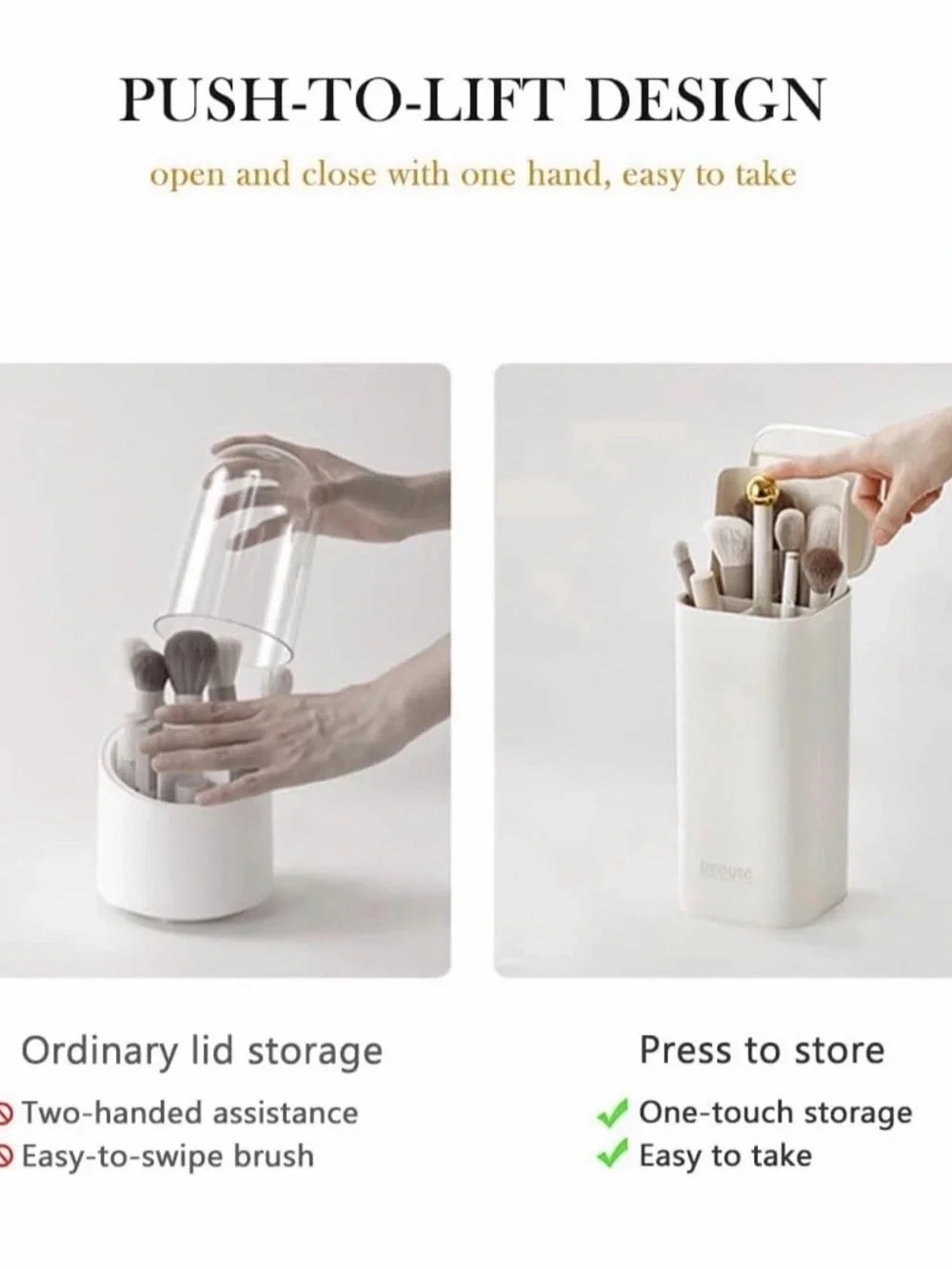 White & Gold Makeup Brush Holder Organizer